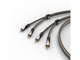 Cabo de Áudio, 2 Conectores RCA Macho - 2 Conectores RCA Macho, Texturizado, Dourado, 1m