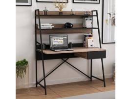 Secretária HOMEMANIA HIO8681285954718 Castanho e Preto (124 x 55 x 150 cm - Painel de Partículas e Metal)