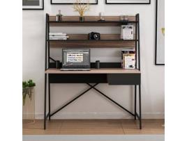 Secretária HOMEMANIA HIO8681285954718 Castanho e Preto (124 x 55 x 150 cm - Painel de Partículas e Metal)