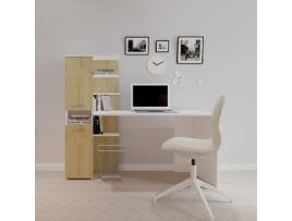 Secretária HOMEMANIA HIO8681847175735 Branco e Castanho (60 x 31.5 x 135 cm - Placa de Aglomerado e Metal)