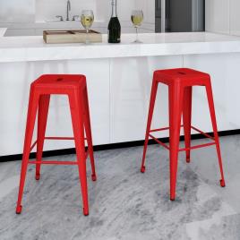 Banco de Bar  240927 (Vermelho - 43 x 43 x 76 cm - Metal)