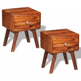 Mesas cabeceira c/ 1 gaveta 2 pcs 55 cm madeira sheesham maciça