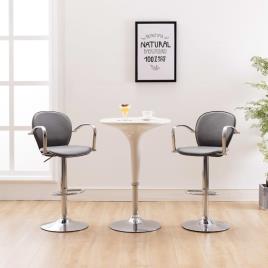 Bancos de bar c/ apoios braços 2 pcs couro artificial cinzento