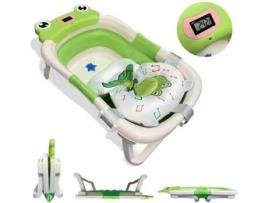 Banheira Portátil Dobrável Verde Para Bebé Com Design Ergonómico, Almofada Antiderrapante E Termómetro Integrado, Modelo Sapo Home X Gym