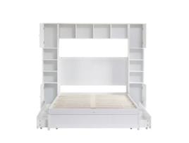 Cama De Casal Com Arrumação Espaços Uytie Madeira Mdf Branco (140x200)