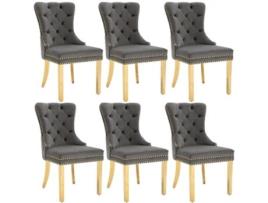 Conjunto De 6 Cadeiras De Veludo Com Pernas De Metal Cinzento Raumio