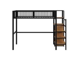 Cama Alta Escada Metálica Uytie Metal Preto (90x200)