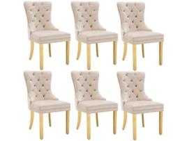 Conjunto De 6 Cadeiras De Veludo Com Pernas De Metal Bege Raumio