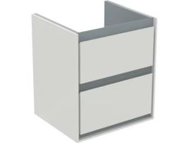 Móvel De Toucador Ideal Standard Connect Air, 430 Mm, 2 Extensões, E1608, Cor Branco Brilhante / Cinza Claro Fosco