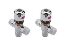 2X Válvula de Mistura Termostática de 3 Vias de Cobre 3-4 Polegada Válvula de Aquecedor Solar Válvula de Controle de Temperatura SODIAL