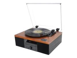 Platina Discos Vinil/cd Com Rádio Fm Akai Marrom