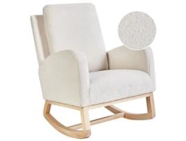 Poltrona De Baloiço Com Repousa Braços Beliani Alsta De Bouclé Branco 68x100x100