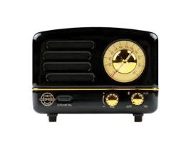 Muzen Otr Vintage Bluetooth Speaker Com Funções Auxiliares FM Alto-falante Portátil Conexão de Áudio Sem Fio 5 Watts 1000 Mah, Preto