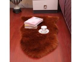  - Tapete S de Pele Sintética para Áreas Desgrenhadas para Quarto e Sala de Estar Vermelho-Marrom-55*90Cm Redondo LUUCOZK