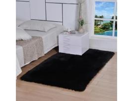 Tapete S de Pele Sintética para Áreas Desgrenhadas para Quarto e Sala de Estar Preto-180*220Cm LUUCOZK