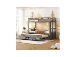 Beliche 90x200cm,cama De Criança,cama De Casinha Para Meninas E Meninos,estrutura De Cama Em Pinho E Mdf Com 3 Gavet Ehstmind (sem Colchão)