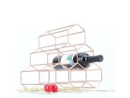 Rack De Vinho De Metal Com Design Geométrico Para 6 Garrafas, Rack De Armazenamento De Bancada Independente Libatter