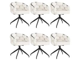 Conjunto De 6 Cadeiras Giratórias Em Veludo Estilo Moderno Bege Raumio