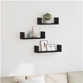 vidaXL Prateleiras parede 3 pcs derivados madeira carvalho preto
