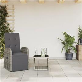 vidaXL 2 pcs conjunto de jantar p/ jardim c/ almofadões vime PE cinza