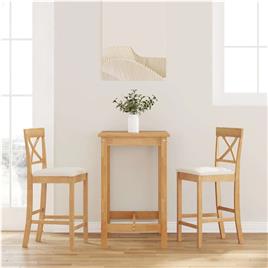 vidaXL Bancos de bar com almofadões 2pcs madeira de seringueira maciça