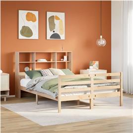 vidaXL Cama com estante sem colchão 160x200 cm pinho maciço