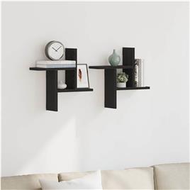 vidaXL Prateleiras de parede 2 pcs derivados madeira carvalho preto