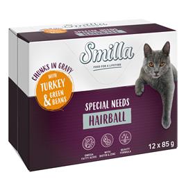 Smilla Adult Hairball em molho com legumes - Peru e feijão verde (24 x 85 g)