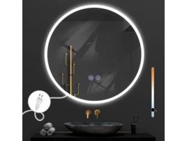 Espelho Com Iluminação Led Espelho De Parede Ip44 Redondo 80cm Com Função De Espelho De Toque Iluminado Com Luz Regulável Nettlife