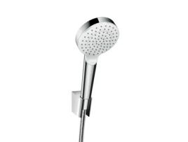 Conjunto De Suporte De Duche Hansgrohe Crometta 1jet Ecosmart Com Mangueira De Duche De 125 Cm, 26568400, Branco/cromo