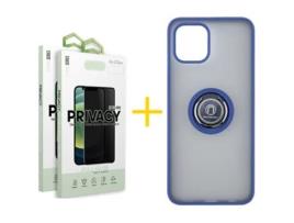 Conjunto De Películas De Ecrã Gel Ring Para Iphone 16 Pro Max Gandy Vidro Temperado Azul (2un)