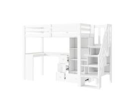 Cama Com Arrumação Alta Espaço Raumio Madeira Branco (90x200)