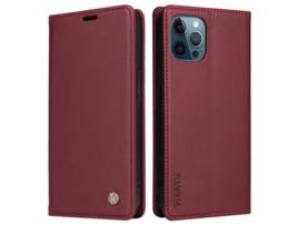Capa Para Iphone 12 Yikatu Pele Sintética Magnética Vermelho