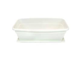 Floreira De Plástico Eva Com Placa Adam 16 Litros, 40 Cm Plft Floreira Branca, Vaso De Plástico Retangular Para Plantas E Flores Com Furos De Acan