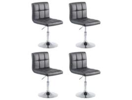 Conjunto de 4 espreguiçadeiras em pele sintética Palma V2 preto CLP