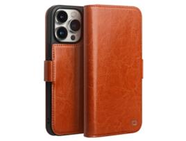 Capa Genuíno Inch Para Iphone 13 Pro Max Qialino Pele Castanho