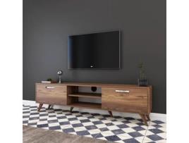 Móvel De Tv Erik Com 2 Portas E Prateleira Nogueira 180x48x35 Cm Design Moderno Leva Me Contigo