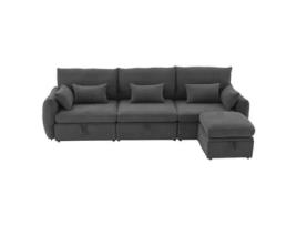 Sofá De 3 Lugares Com Arrumação Com Apoio Para Os Pés Cinzento Uytie