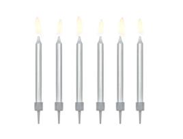 Velas para Bolo de Aniversário em Prata Lisa 6 cm 6 Peças Pricenet