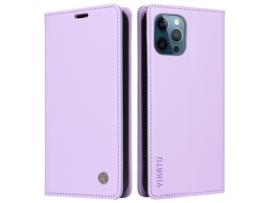 Capa Quedas Inch Para Iphone 12 Pro Max Yikatu Pele Sintética Magnética Roxo