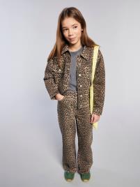 Calças largas em leopardo, para menina, JONEN bege