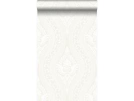 Papel De Parede Com Padrão Barroco Flocado Branco 53 Cm X 10,05 M Origin Wallcoverings