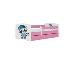 Cama 160 X80 Cm Kocot Kids Com Gaveta E Colchão Babydreams Raccoon Pink