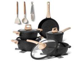 Just Perfecto Trem De Cozinha 14 Peças Com Tampa Emborrachada Preto