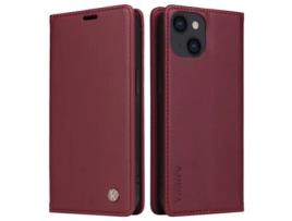 Capa Quedas Inch Para Iphone 13 Yikatu Pele Sintética Magnética Vermelho