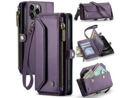 Capa Bloqueio Rfid Para Iphone 12 Pro Max Caseme Pele Sintética Anti-riscos Roxo