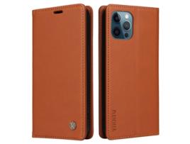 Capa Para Iphone 12 Yikatu Pele Sintética Magnética Castanho