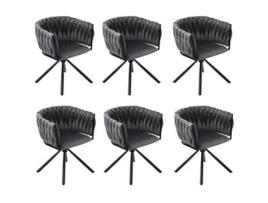 Conjunto De 6 Cadeiras Giratórias De Veludo Com Braços Pernas De Metal Cinzento Raumio