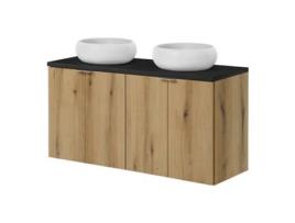 Móvel De Lavatório Newport Com 4 Portas 120 X 72 X 40 Cm Carvalho / Preto En.casa
