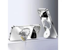 Suporte Casa Galvanizado Para Iphone 13 Pro Max Voero Pele Sintética Prateado